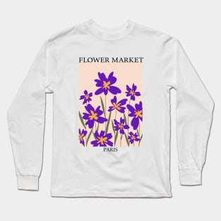 Abstract Flower Market Illustration, Purple Iris Flower 1 Long Sleeve T-Shirt